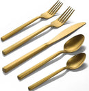 Alata Cube Gold 20-Piece Flatware Set, Forged Cutlery Set, Matte Gold Silverware Service for 4, Stainless Steel Tableware with Square Handle for Home/Restaurant, Dishwasher Safe by CozyNest Decor