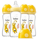 YOHKOH Natural Glass Baby Bottle with Natural Response Nipple, Newborn Anti-Colic Baby Bottles, Wide Neck Mushroom Cap Baby Bottle, Clear (8.8ounce (Pack of 4), Yellow2) by TinyTreasures Baby Boutique