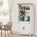 70in Tall Bookshelf 5 Tier Bookcase with Barn Doors and Storage Cabinet, White Farmhouse Book Shelf with Adjustable Shelves, Wood Freestanding Display Bookshelves for Bedroom, Kitchen (3PCS) by CozyNest Decor