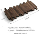 Wall Mounted Piano Coat Rack| Coat Rack Wall Mount| Flip Down Hook Rack 5 Hooks| Entryway Wall Art Hook,Made of Acacia Wood (Wood Wax Oil Dyed Walnut Color).Wall Art by CozyNest Decor