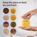 22oz Straight cylindrical Airtight Storage Jars with Bamboo Lid Set of 6 Storage Container Stackable Spice Jar, Kitchen Canister for Sugar, Tea, Cookies and Coffee beans (with Black Lable) by CozyNest Decor