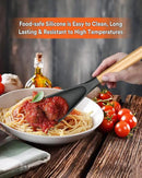 Multifunction Spatula Spoon for Nonstick Cookwares, Great for Cooking and Serving, Sturdy BPA-Free Matte Silicone, Wood Handle Spatula for Mixing, Scoop, and Scrape, Grey(2 pack,11.4" & 13.4") by CozyNest Decor