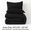Litanika Oversized King Comforters Black Super King Size, 3 Pieces Lightweight Solid Bedding Comforter Set, All Season Fluffy Bed Set (120x120In Comforter & 2 Pillowcases) by CozyNest Decor