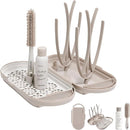 MOTHER-K Travel Baby Bottle Drying Rack Set - Baby Bottle Cleaner Kit with Cleanser and Mini Silicone Bottle Brush, Portable Bottle Drying Rack for Home and Travel (Cream Mocha) by TinyTreasures Baby Boutique