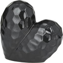 Deco 79 Porcelain Ceramic Heart Decorative Sculpture Dimensional Angled Origami Inspired Home Decor Statue, Accent Figurine 8" x 3" x 8", Black by CozyNest Decor