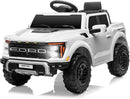 12V Ride on Car Licensed Ford F-150 Raptor, Kids Electric Car with Remote Control, LED Light/Music/MP3, Truck Bed Storage, 3-Point Seat Belt (12V, White) by TinyTreasures Baby Boutique