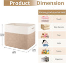 OIAHOMY 13 Kallax Inch Cube Storage Bins, 3-Pack Cotton Rope Woven Baskets for Organizing, Kallax Insert Storage Baskets for Shelves, Baby Nursery, Closet Organizer, 15*13*12.6IN, Brown & White by TinyTreasures Baby Boutique