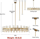 Modern 48 inch Gold Round Chandelier Light Fixture,Crystal Chandeliers for Dining Room,Living Room, Wagon Wheel Chandelier Over Table, Chandeliers for Bedroom,Foyer,G4 Bulbs Included by CozyNest Decor