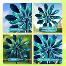 Large Wind Spinners - Decorative Garden Whirligigs - Durable Metal Flower Art - Ideal for Yard Decor and Gifts - Outdoor Accessories - Designed for Patios & Landscapes Blue 24"W x 84"H by CozyNest Decor