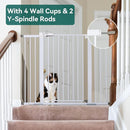 BABELIO 36" Tall Baby Gate, 29-48" Auto Close Pressure Mounted Dog Gate for Stairs, Doorways & Hallway, Protector Basics Easy Walk Thru Pet Gate, Metal Child Gate with 2*Y Spindle Rods, White by TinyTreasures Baby Boutique