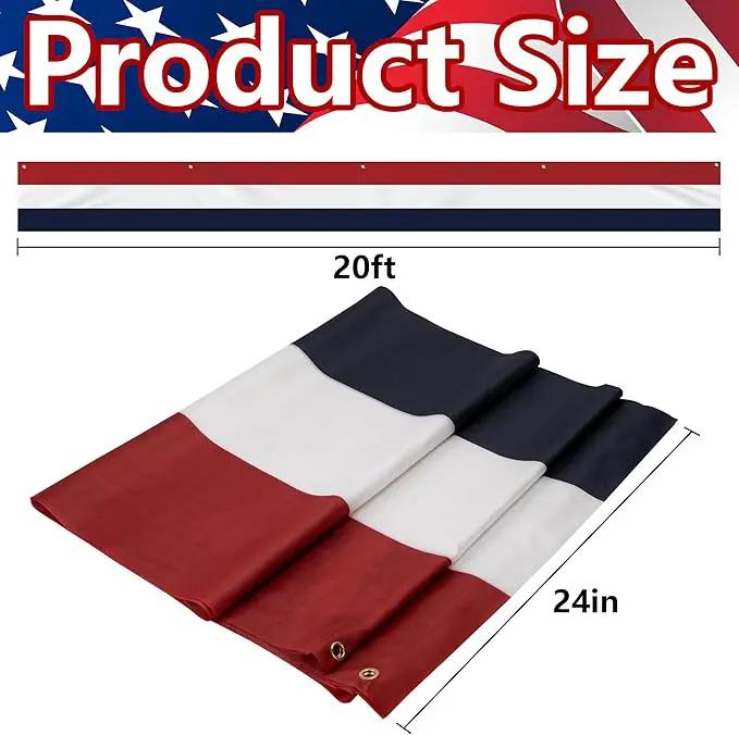 EBaokuup 2 Pack 20x2 Ft American Flag Bunting-4th of July Banner Decor Red, White & Blue Stripe Flag-Large Patriotic Bunting US Flag Decorations for Independence Day Outdoor Porch Garden, photo 2 of 7