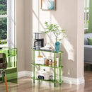 Clear Bookshelf, Acrylic Bookcase with Open Book Shelf Console Table for Entryway Office (3 Tier Green) by CozyNest Decor
