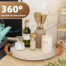 13" Lazy Susan Turntable Organizer for Table Top, Round Wooden Lazy Susan for Cabinet Kitchen Decor Centerpieces Coffee Table, Storage Condiments Spices, Bathroom Vanity Tray for Soap, White by CozyNest Decor