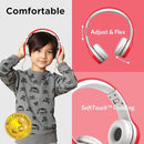 LilGadgets Connect+ Wired Kids Headphones for School with Mic, Volume Limited & Noise Reduction, On-Ear Headset with Cord, SharePort Technology for Multiple Kids & SoftTouch Padding, Red by TinyTreasures Baby Boutique