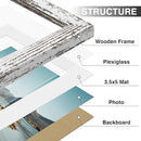 Vittanly 4x6 Picture Frames Set of 9, Shatter Resistant Plexiglass, Display 3.5x5 Pictures with Mat or 4x6 without Mat, Photo Frames for Wall or Tabletop, Engineered Wood, Distressed White by CozyNest Decor