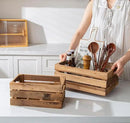 Set of 3 Nesting Wooden Crates, Rustic Wooden Storage Container Boxes with Cutout Handles, Decorative Farmhouse Wood Baskets for Display (Natural) by CozyNest Decor