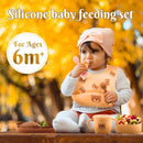 Silicone Baby Feeding Set 7 Pcs, Baby Led Weaning Supplies, Baby Feeding Supplies Set BPA Free, Baby Essentials for Newborn Gift Bear by TinyTreasures Baby Boutique