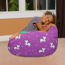 Posh Creations Bean Bag Chair for Kids, Teens, and Adults Includes Removable and Machine Washable Cover, 27in - Medium, Canvas Unicorn and Rainbows on Purple by TinyTreasures Baby Boutique