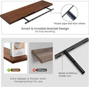 Fun Memories Solid Oak Wood Floating Shelves, 9.3 Inch Deep Natural Wood Shelf with Invisible Heavy Duty Bracket for Bathroom Bedroom Kitchen - 36inch Set of 2, Walnut by CozyNest Decor