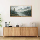 SIGNINART Large Misty Mountain Framed Canvas Wall Art, Green Forest River Scenery Wall Decor, Modern Foggy Wooden Landscape Artwork, Oil Style Nature Art Print for Living Room Bedroom Office 20"x40" by CozyNest Decor