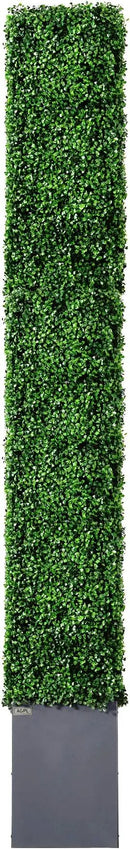 AGPL Upgraded Artificial Boxwood Hedge Wall with Dark Gray Stainless Steel Planter (96" Height 48" Width 12" Deep) Outdoor and Indoor Backdrop Divider Privacy Screen and Decorative Wall by CozyNest Decor