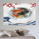 Houselerax Koi Fish Tapestry, Japanese Style Yin Yang Big Wave Cherry Blossoms Tapestries Wall Hanging for Bedroom Living Room Office Decor 90"x60" by CozyNest Decor