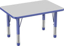 FDP Rectangle Activity School and Classroom Kids Table (24 x 36 inch), Chunky Toddler Leg, Adjustable Height 15-24 inches - Gray Top and Blue Edge by CozyNest Decor