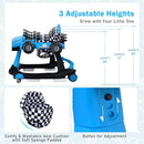 BABY JOY 4-in-1 Baby Walker, Foldable Activity Walker with Adjustable Height & Speed, Music, Lights, Anti-Rollover, Toddler Push Walker, Baby Walker with Wheels for Boys Girls 6-18 Months (Blue) by TinyTreasures Baby Boutique