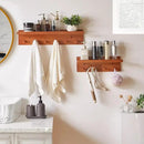 Wall Mounted Hook with Shelf,23.62in Entryway Wall Hanging Shelf,Solid Wood Coat Hooks,for Bathroom, Kitchen,Cherry Wood Color YD-WS0260C by CozyNest Decor