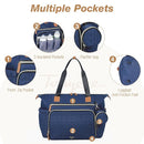 Diaper Bag Tote, Large Baby Diaper Bags Waterproof, Hospital Bag for Labor Delivery with Pacifier Case, Changing Pad, Shoulder Strap, Dark Blue by TinyTreasures Baby Boutique