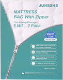 2 Pack Queen Mattress Bags for Moving and Storage-5 Mil Zipper Plastic Waterproof Mattress Storage Bags by TinyTreasures Baby Boutique