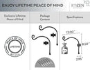 RTZEN Plant Hangers Outdoor or Indoor - Wrought Iron Metal Hanger Indoor Hook - Heavy Duty Wall Bracket Hooks for Hanging Plants Baskets Lanterns Wind Chimes - 2 Pack (Black Axe-Shape Hooks) by GreenHaven Gardens