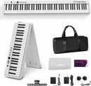 Finger Dance Folding Piano Keyboard 88 Keys, Portable Electric Keyboard with Bluetooth MIDI, Full Size Digital Piano, Wood Grain, Semi-Weighted, Touch Sensitive, with Storage Bag for Beginner by TinyTreasures Baby Boutique