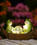 Solar Frogs Boating Statue Garden Decor: Outdoor Sculpture Lights Decorations Art Ornament Yard Lawn Backyard - Ideal Gifts for Women Mom Grandma by GreenHaven Gardens