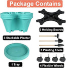 Vertical Planter 3 Tier Stackable Planters Garden Planters Strawberry Herb Flower and Vegetable Planter Indoor Outdoor Gardening Pots with Removable Wheels and Tools by GreenHaven Gardens