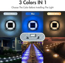 Quntis Solar Deck Lights Outdoor 12 Pack, 3 Color Modes Solar Driveway Lights IP68 Waterproof, Deck Light for Stair Pathway Pool Walkway Road (Blue/Cool White/Warm White) by GreenHaven Gardens