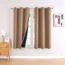 ChrisDowa 100% Blackout Curtains for Bedroom with Black Liner, 2 Thick Layers Total Blackout Thermal Insulated Grommet Window Curtains 2 Panels Set (Cappuccino, 42 x 63 Inch) by TinyTreasures Baby Boutique