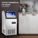 Commercial Ice Maker Machine 120Lbs/24H with 35Lbs Ice Capacity, 45Pcs Clear Ice Cubes Ready in 11-20Mins, Stainless Steel Under Counter Freestanding Large Ice Machine, 2 Water Inlet Modes by CozyNest Decor