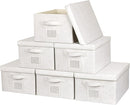 Large 17''x12'' Quart Collapsible Stackable Storage Bins with Lids, 6 Packs Off White Fabric Closet Boxes with Lids, Storage Cube Baskets Container Organizers for Bedroom Office(17''x12.2x''8'') by TinyTreasures Baby Boutique