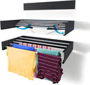 Step Up Laundry Drying Rack (28-INCH Industrial Gray), Wall Mounted, Retractable Clothes Drying Rack, 40lbs Capacity, 11.6 Linear Ft, with Wall Template and Long Screwdriver Bit by CozyNest Decor
