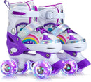 Girls Roller Skates for Kids Beginners 4 Size Adjustable Roller Skates, Light UP 8 Wheels for Girls Roller Skate Fun Illuminating Roller Skate for Kids Boys patines para niñas by TinyTreasures Baby Boutique