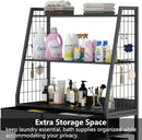 Laundry Hamper Laundry Basket with 3 Section Pull-Out Rolling Bags & 2-Tier Storage Shelf, Laundry Sorter for Organization and Storage with 2 Drawers for Laundry Room, Bathroom by CozyNest Decor