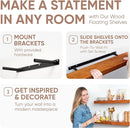 Homeforia Oak Floating Shelves 42 inch Long, High End Solid Real Wood 42inch Floating Shelf for Wall Mounted, Honey Oak Wooden 42in Floating Shelves, Heavy Duty Bracket, 42 X 6.5 X 1.75 in, Set of 2 by CozyNest Decor