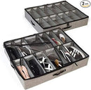 storageLAB Slim Under Bed Storage Containers, Closet Organizers with Sturdy Handles for Clothes, Comforters, and Accessories, Use Under or at the End of the Bed - 2 Pack, Adjustable Dividers, Grey by CozyNest Decor