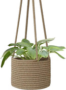 Flexzion Hanging Plant Basket, Boho Cotton Rope Basket Indoor Hanging Planter, Up to 7" Flower Pot, Macrame Woven Modern Plant Holder, Storage Bin Organizer, Home Decor with 20" Hanging Rope, Brown by GreenHaven Gardens