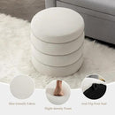 Furniliving Modern Round Ottoman, Soft Bedroom Ottoman Footstool Round Ottomans Stool for Living Room, Bedroom, Makeup Room, White, Velvet by CozyNest Decor