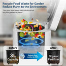 3L Kitchen Smart Electric Countertop Composter with LED Display and Auto-Cleaning, Turns Food Waste into Fertilizer with Replaceable Carbon Filter, Bio-Pack for Fermentation by GreenHaven Gardens