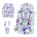 Infant Car Seat Insert and Strap Covers, Very Soft Car Seat Head Support Baby Girl Boy, Reversible Newborn Carseat Insert Cushion Fits for Stroller, Baby Swing, Bouncer (Purple Floral) by TinyTreasures Baby Boutique