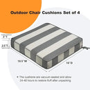 Square Corner Seat Cushions, 18.5" x 16" x 3", Set of 4, Indoor Outdoor Water Repellent Universal Chair Pads with Ties for Patio Furniture, Garden Deck Dining Chairs, Gray Stripe by GreenHaven Gardens