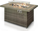 SereneLife Outdoor Propane Fire Pit Table 50000 BTU with Auto Ignition, Glass Wind Guard, Mosaic Tile Top, Clear Glass Rocks, and Weather-Resistant Design for Patio or Backyard by GreenHaven Gardens